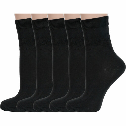 Носки RuSocks, 5 пар, размер 23-25, черный носки классика средней длины набор из 10 пар цвет черный 3 синий 5 белые 2