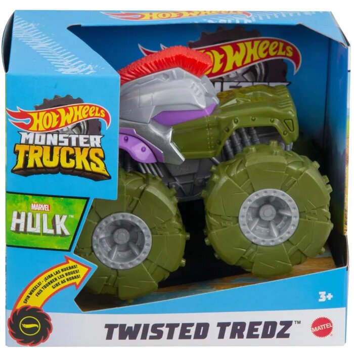 Монстр-трак Hot Wheels Монстр-трак Twisted Tredz GVK37 1:43, 9.5 см, Халк