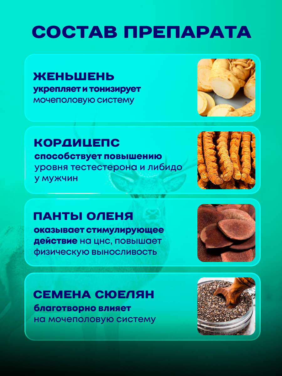 Лекарства Для Потенции Виагра для мужчин возбудитель быстродействующий таблетки Золотой олень. Средство для потенции эрекции продления секса для двоих