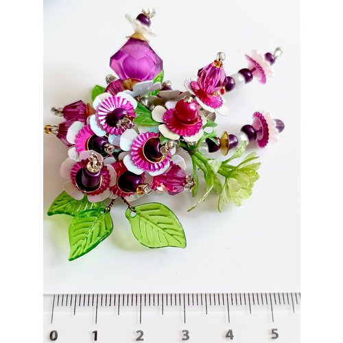 Брошь, голубой, желтый