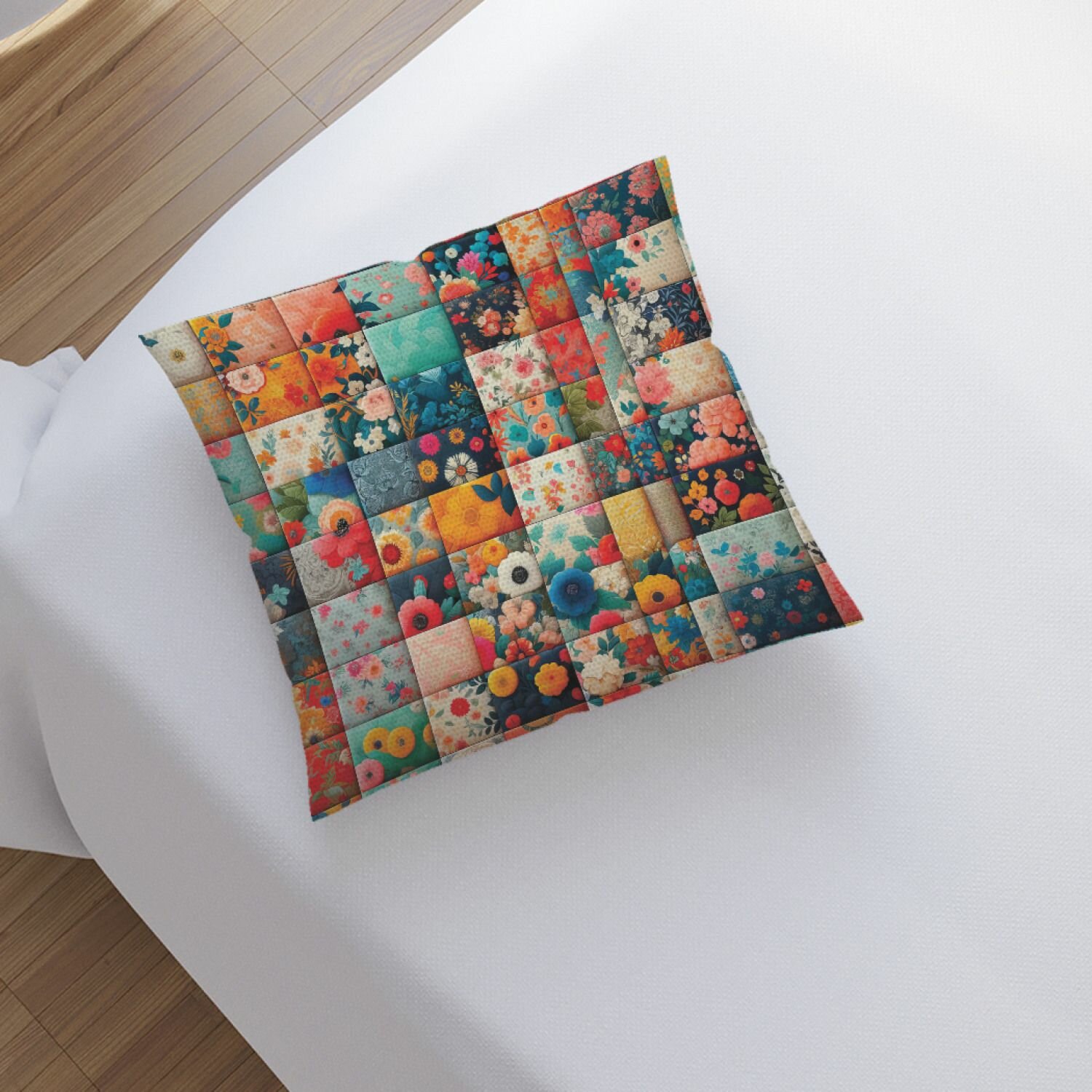 Наволочка декоративная на молнии JoyArty, чехол на подушку "Плитка из цветов", 45х45 см