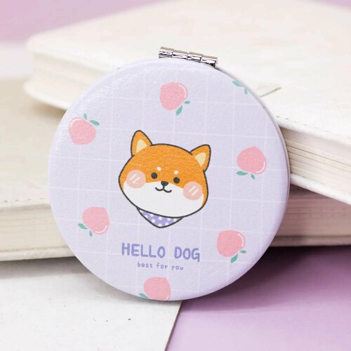 Зеркало карманное iLikeGift Hello dog Corgi peach purple с увеличением 636₽