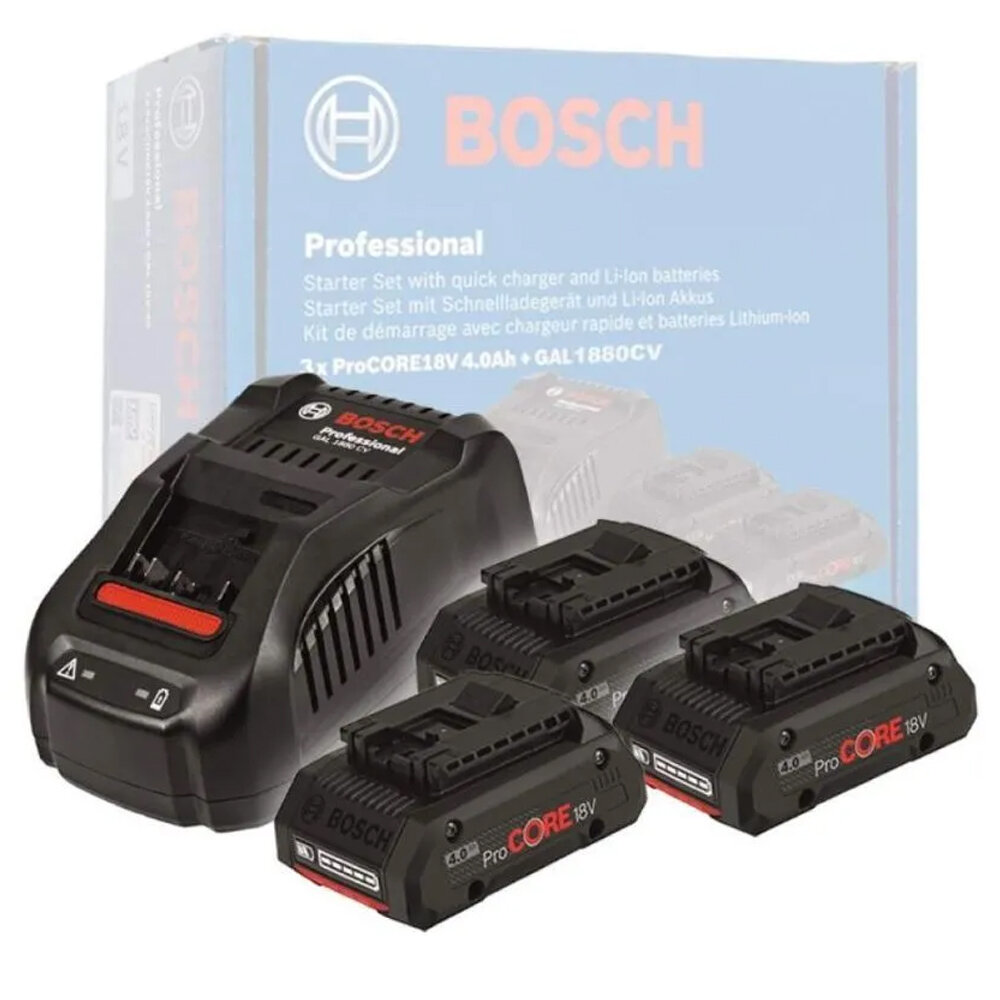 Набор Bosch: 3 АКБ ProCore, Li-Ion, 18 В, 4 Ач и быстрое зарядное устройствo GAL 18V-1680 Professional,18 B, 4 A, 0615990N2G - фото №5
