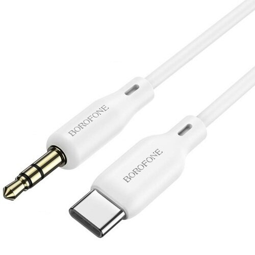Кабель аудио 3.5мм-USB Borofone BL18 White переходник штекер 3.5мм стерео(TRS) на USB Type Cm - 1 метр, белый