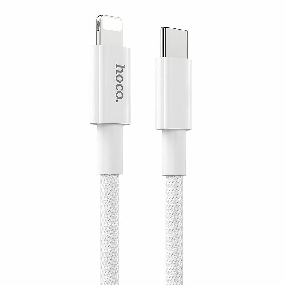 USB-C кабель HOCO X56 New Original Lightning 8-pin, 3А, PD20W, 1м, нейлон (белый)