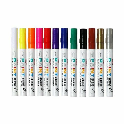 Набор маркер-краска лаковый 12 цветов наконечник пулевидный 1362₽