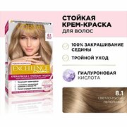 Крем-краска для волос L'oreal Excellence, тон: 8.1, Светло-русый пепельный, 192мл