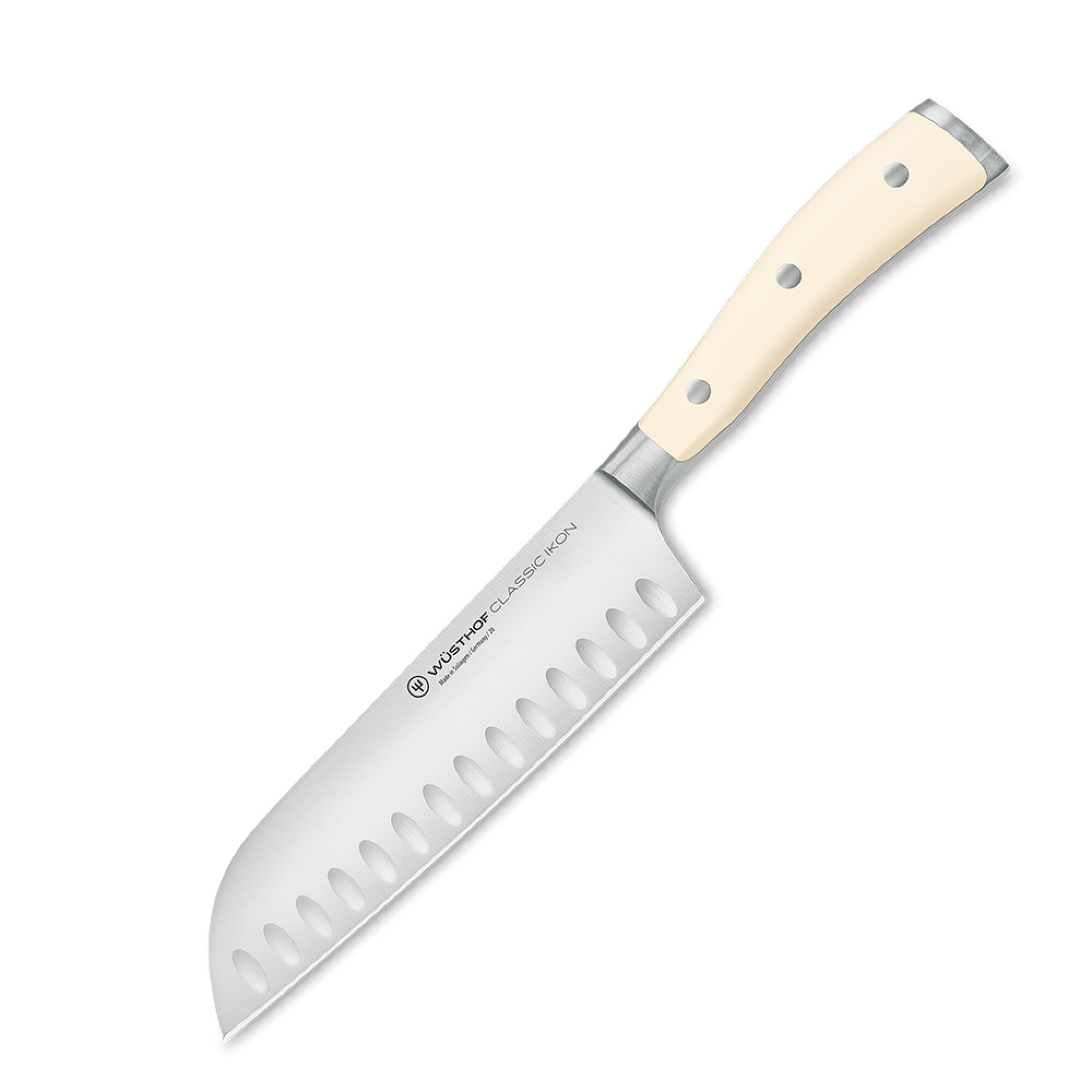 Нож кухонный Сантоку 17 см, с углублениями на кромке, серия Ikon Cream White 4176-0 WUS WUESTHOF