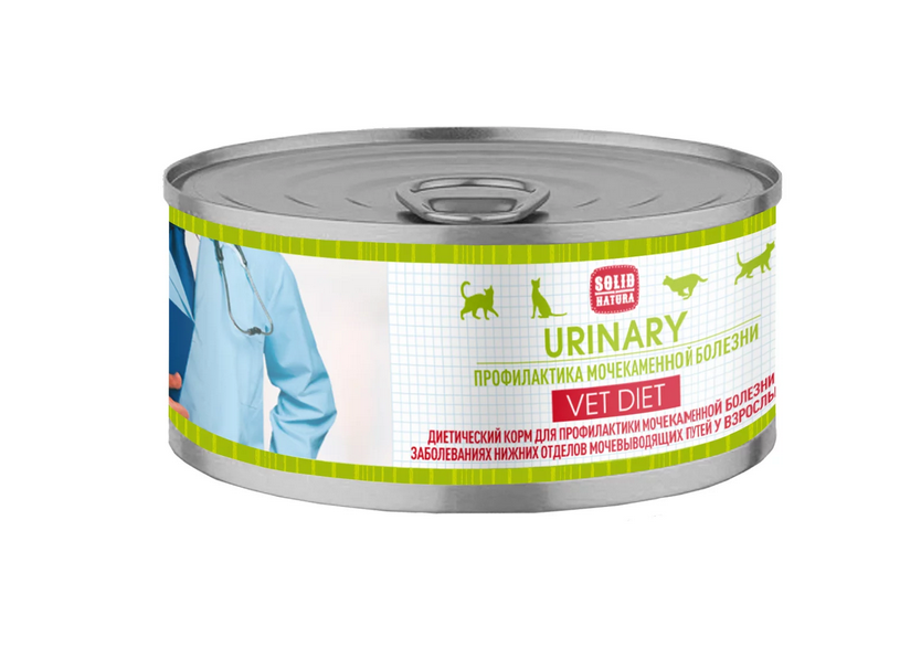 Solid Natura Vet (Солид Натура Вет) Urinary Консервы лечебные для кошек при мочекаменной болезни МКБ 100 г