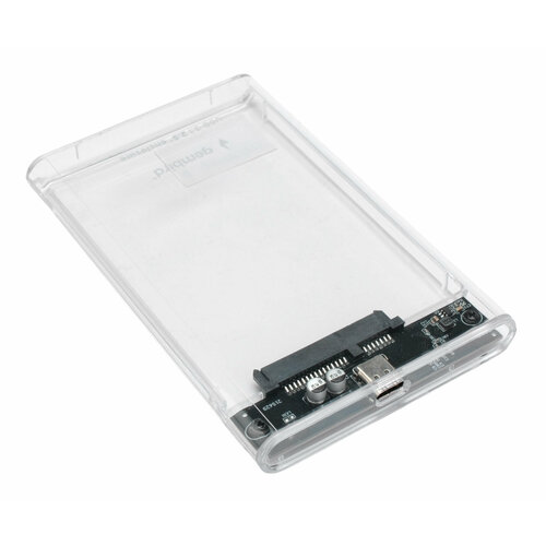 Внешний корпус USB 3.0 для 2.5" HDD/SSD Gembird EE2-U3S-7, порт Type-С, SATA III, пластик, прозрачный бесцветный, прозрачный