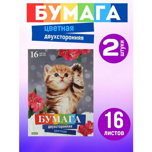 2шт Набор цветной бумаги А4 16л 16цв 2х-сторонняя 299₽