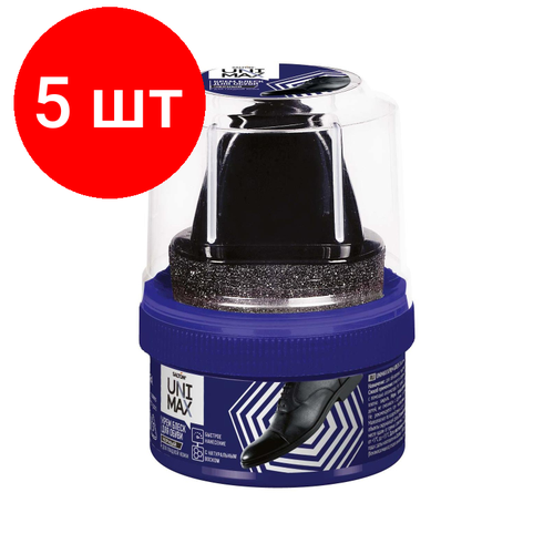 Комплект 5 штук, Крем -блеск с аппликатором для обуви из гладкой кожи (12/96) Unimax, 100905