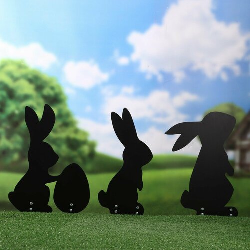 Садовые фигуры Зайки на лужайке черные 2068₽