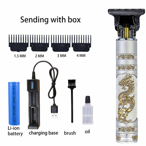 Электрическая машинка для стрижки волос T9 с зарядным устройством и платиновым дизайном дракона 68900₽