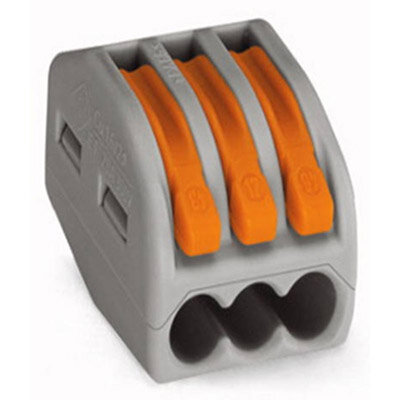 фото 222-413 Универсальная клемма, 3-проводная, серая (0,08-2,5/4 мм²) WAGO {07-5153}