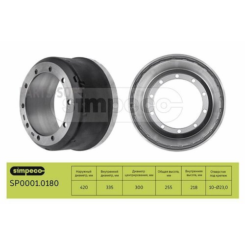 SIMPECO SP00010180 SP00010180_барабан тормозной D420300 H255218 n10-d23 SAF KRS SKRLS SKRS 17290₽