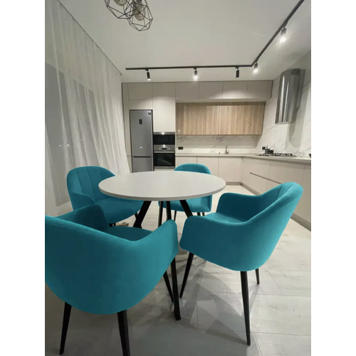 Стул для кухни и гостиной ALDERSON мягкий со спинкой мятный велюр, 2 шт