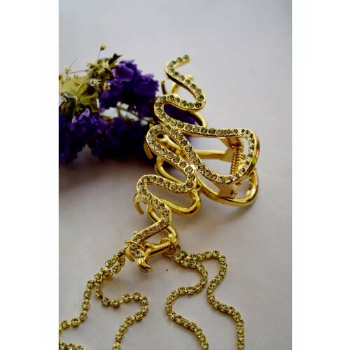 Краб для волос с подвесками, цвет золотистый, со стразами