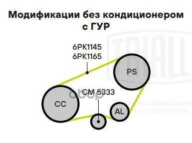 Ролик привод. ремня Peugeot Partner (96-) 1.8d/1.9d/2.1d [XU] (натяж.) с кроншт. (CM 5333) Trialli арт. CM 5333