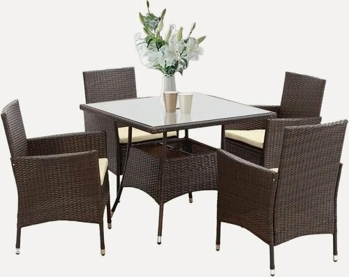 Изображение товара Садовая мебель для дачи комплект из ротанга Sundays Noto SFS 006, коричневый