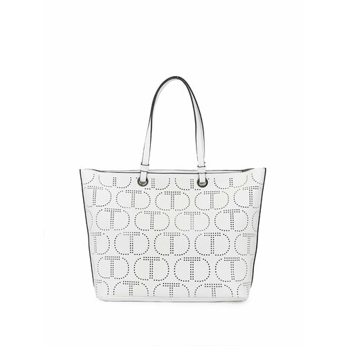 Сумка шоппер Twinset Milano, фактура перфорированная, белый