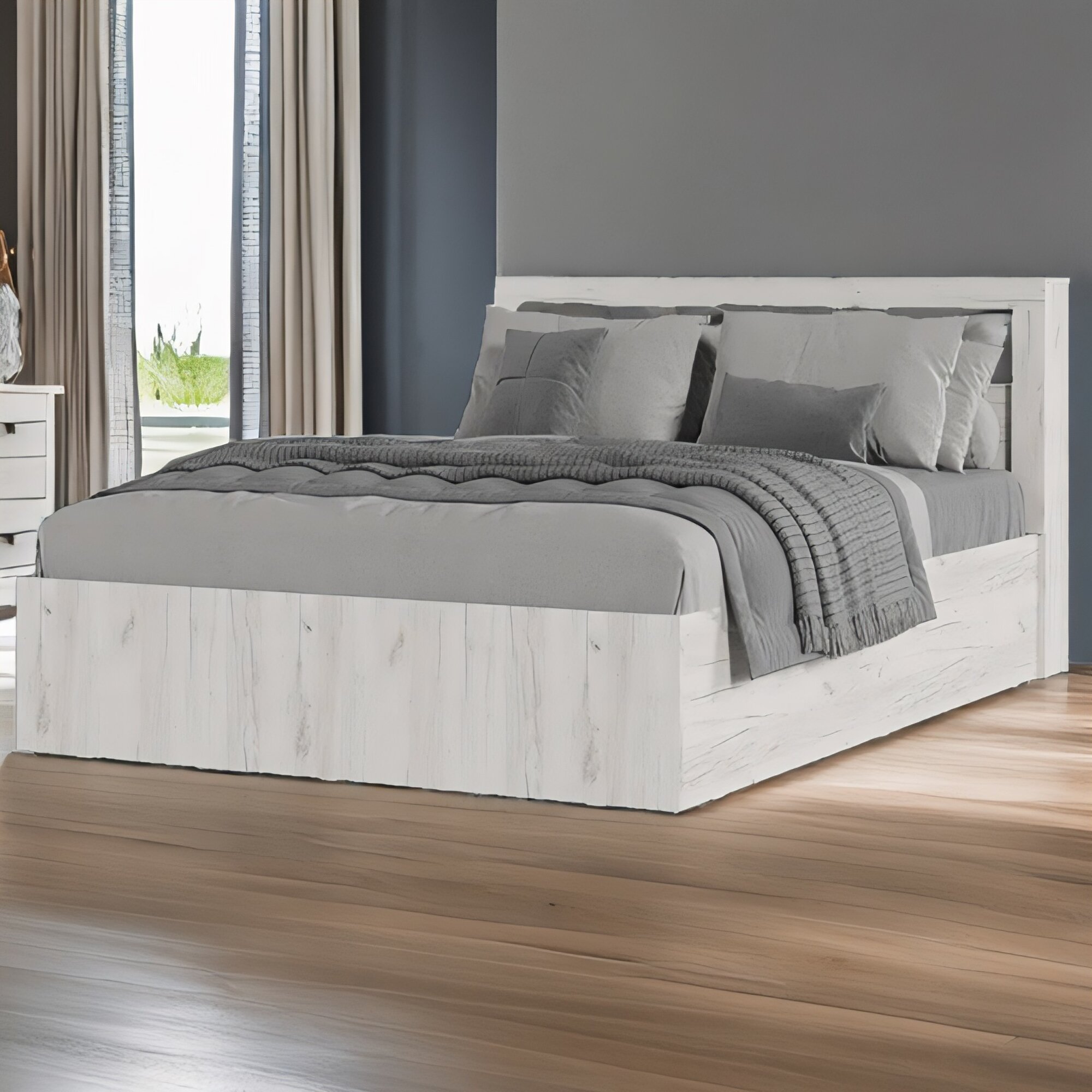 фото Кровать двуспальная "Гранд" 1.4 (147.2х95х221) Дуб крафт белый Стендмебель