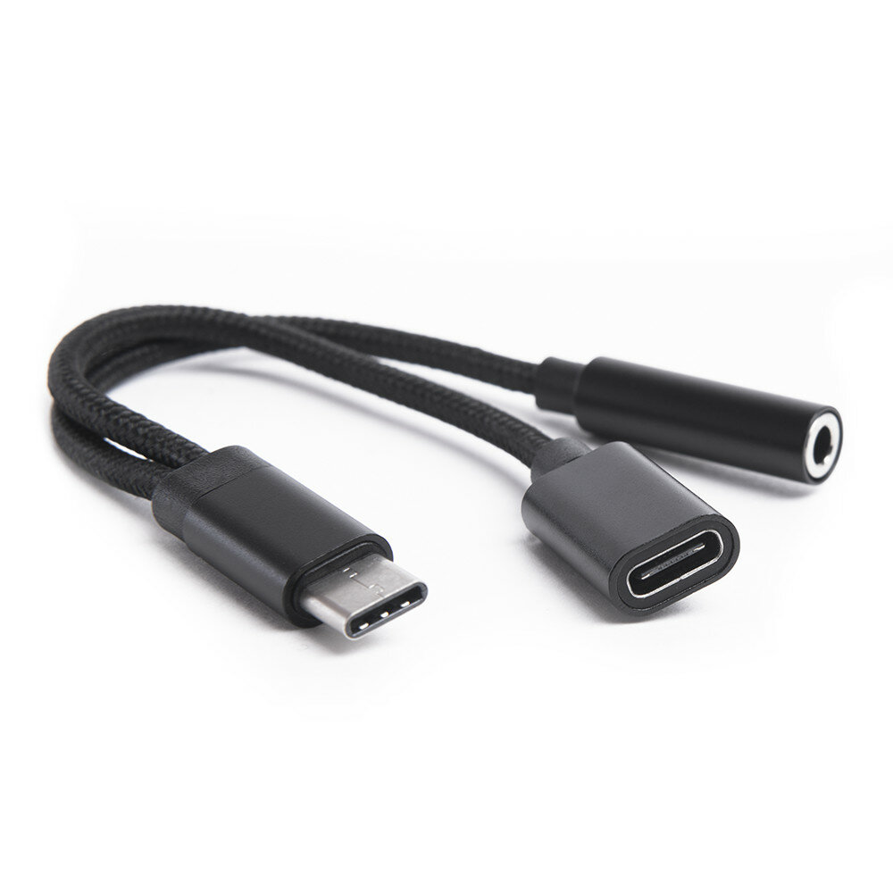 Переходник ATOMevolution USB Type-C 3.1 - 3,5 Jack/USB Type-C 0,15 метра черный — фото 1