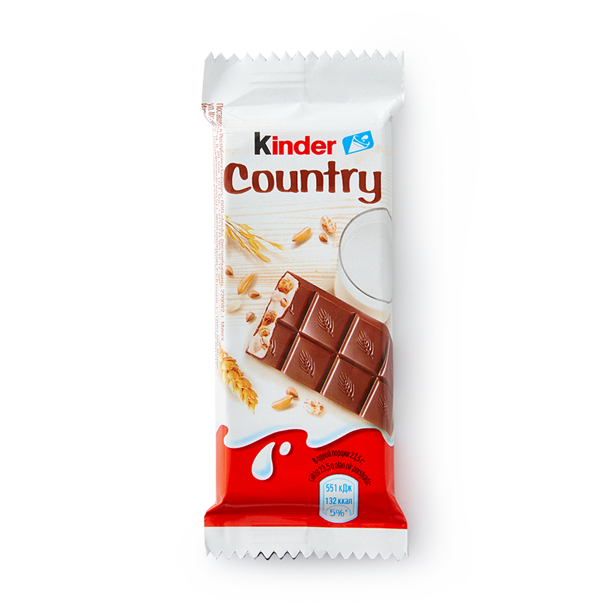Шоколад Kinder Chocolate Country, молочный, со злаками, 1 шт