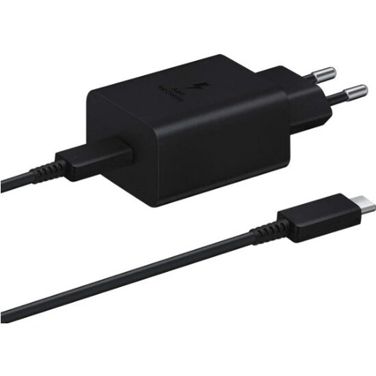 Сетевое зарядное устройство Samsung EP-T4510, 45 Вт, 1,8м, кабель USB-C на USB-C, черный — фото 1