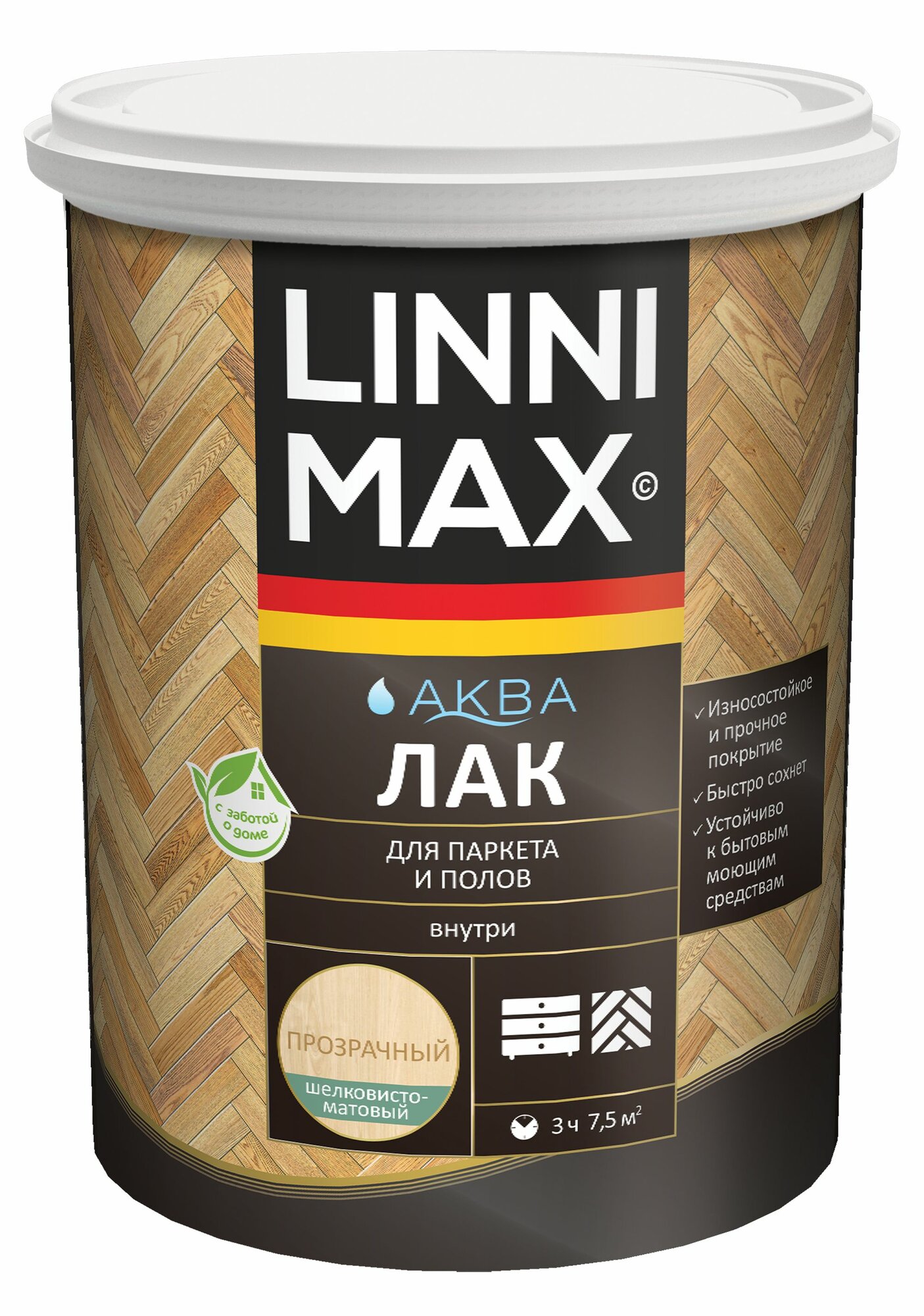 Linnimax (alpina) / линнимакс аква лак акриловый для паркета и полов для внутренних работ шелковисто-матовый прозрачный 25л