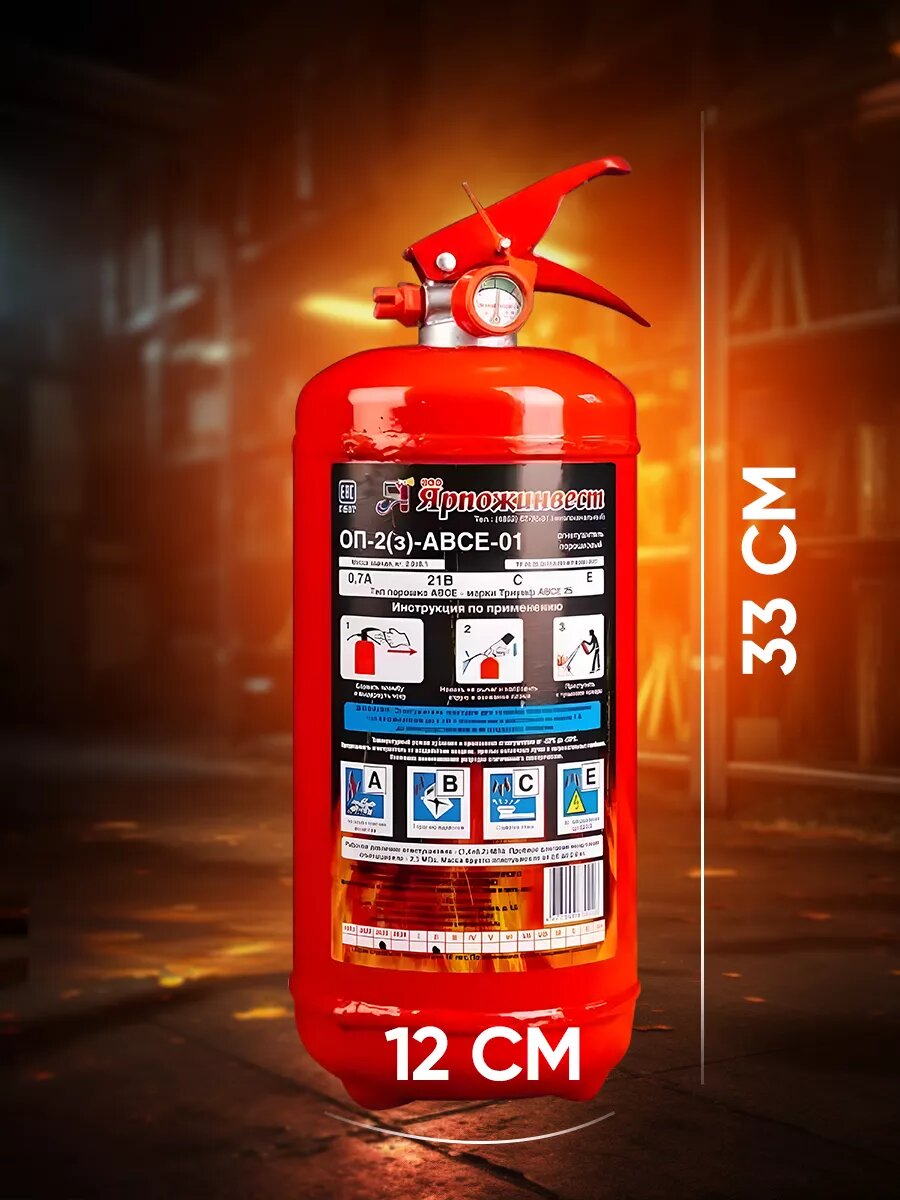 Огнетушитель порошковый (A, B, C, E) ОП-2(з), 2 л — фото 1