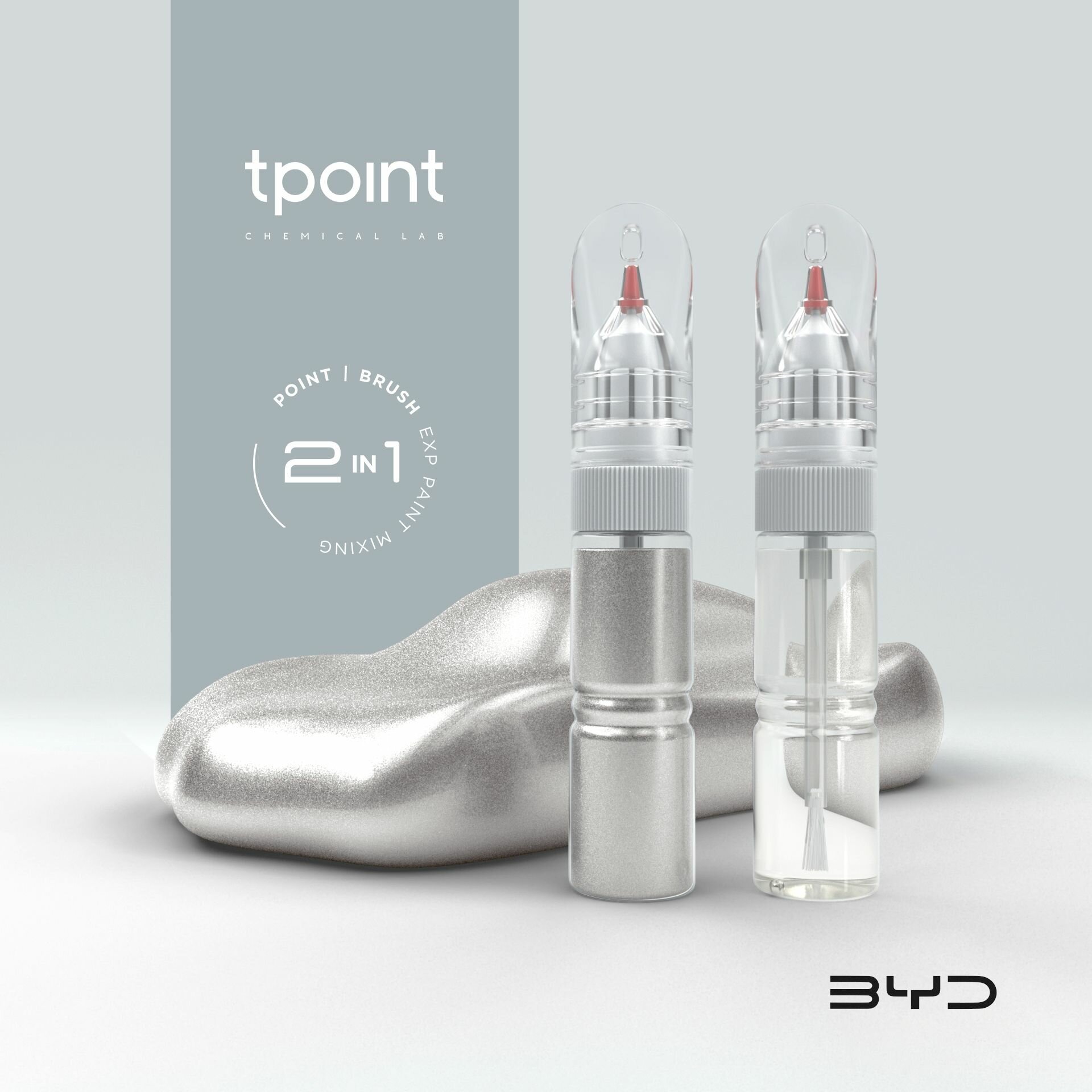 Набор - штрих-корректоров для BYD F0 "SWISS SILVER MET", код цвета: SS(S10C/S-20), штрих-корректор от сколов и царапин, 20мл+20мл