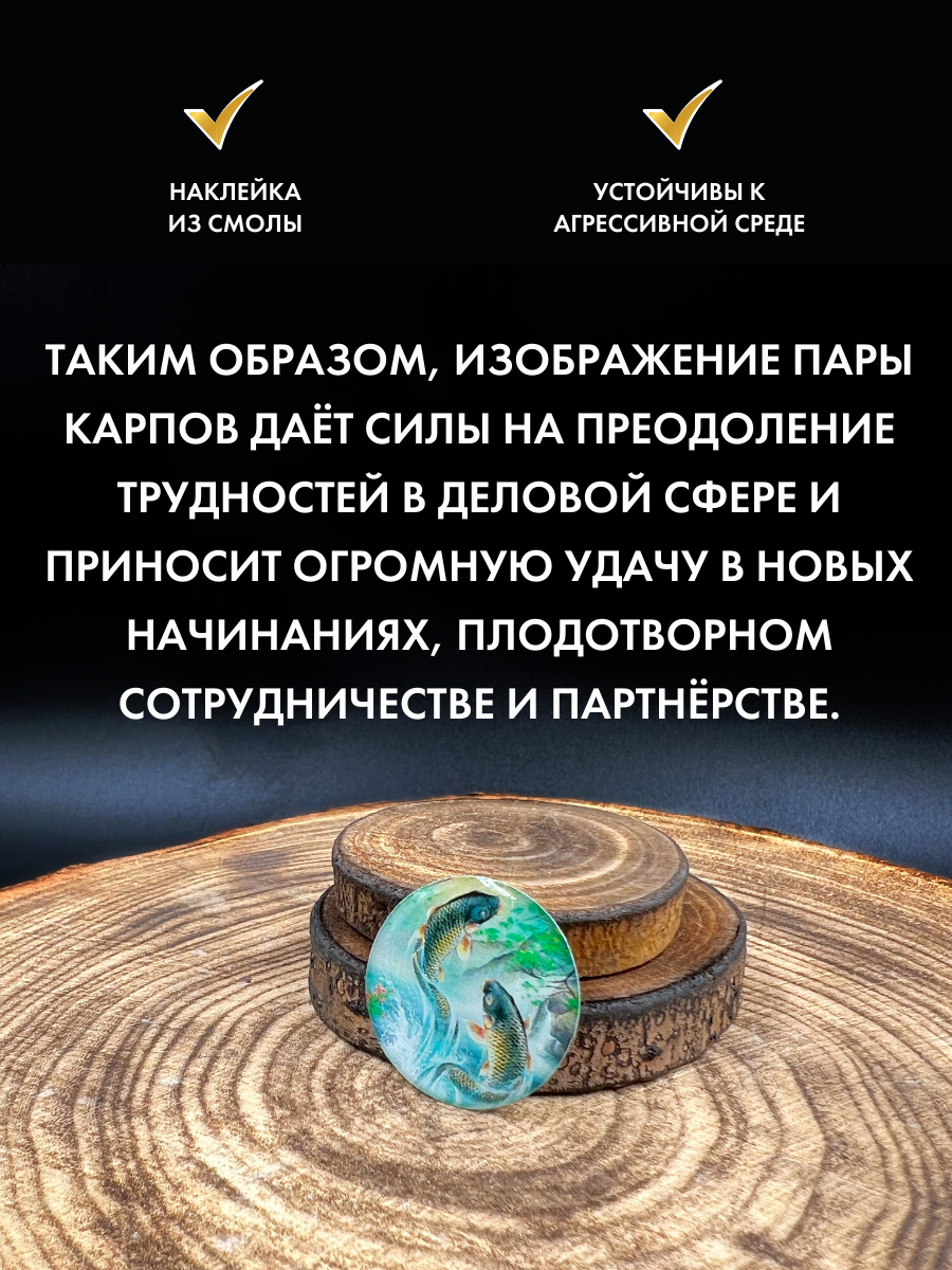 Наклейка талисман два карпа удачи, амулет и оберег для дома, авто и телефона — фото 1