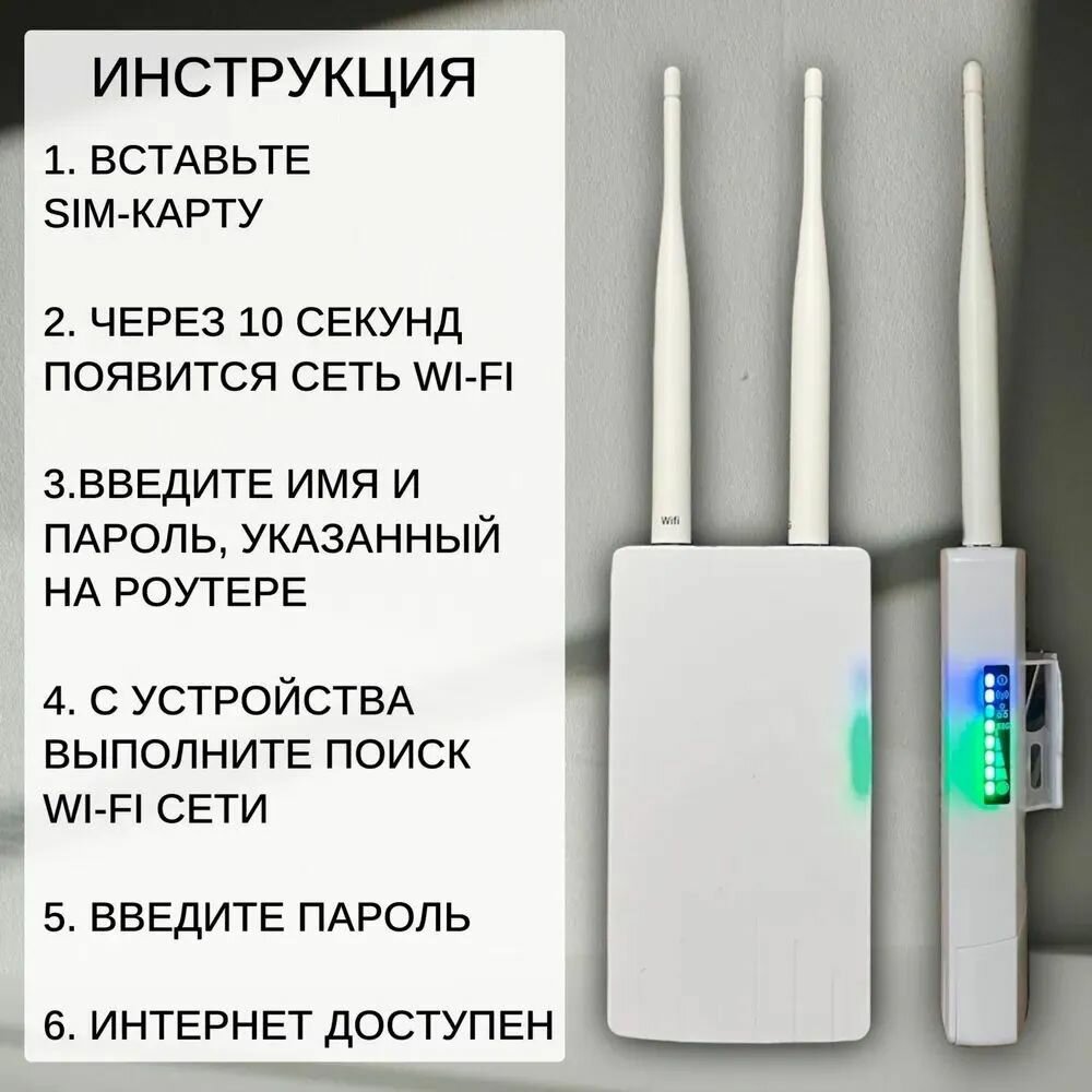 Уличный влагостойкий роутер LTE 4G 300 Мбит/с с сим-картой в подарок — фото 1