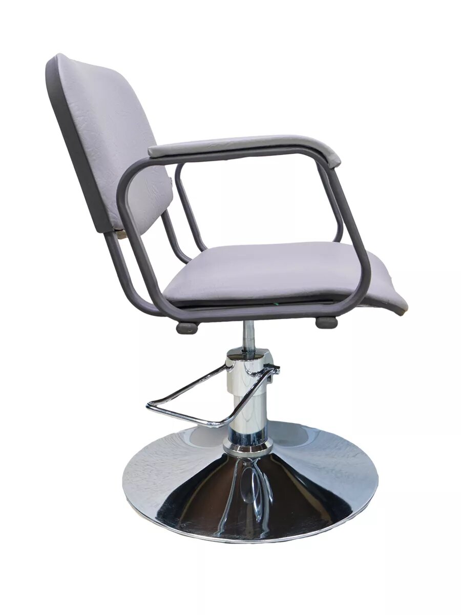 Кресло парикмахерское Kontakt серое на диске — фото 1