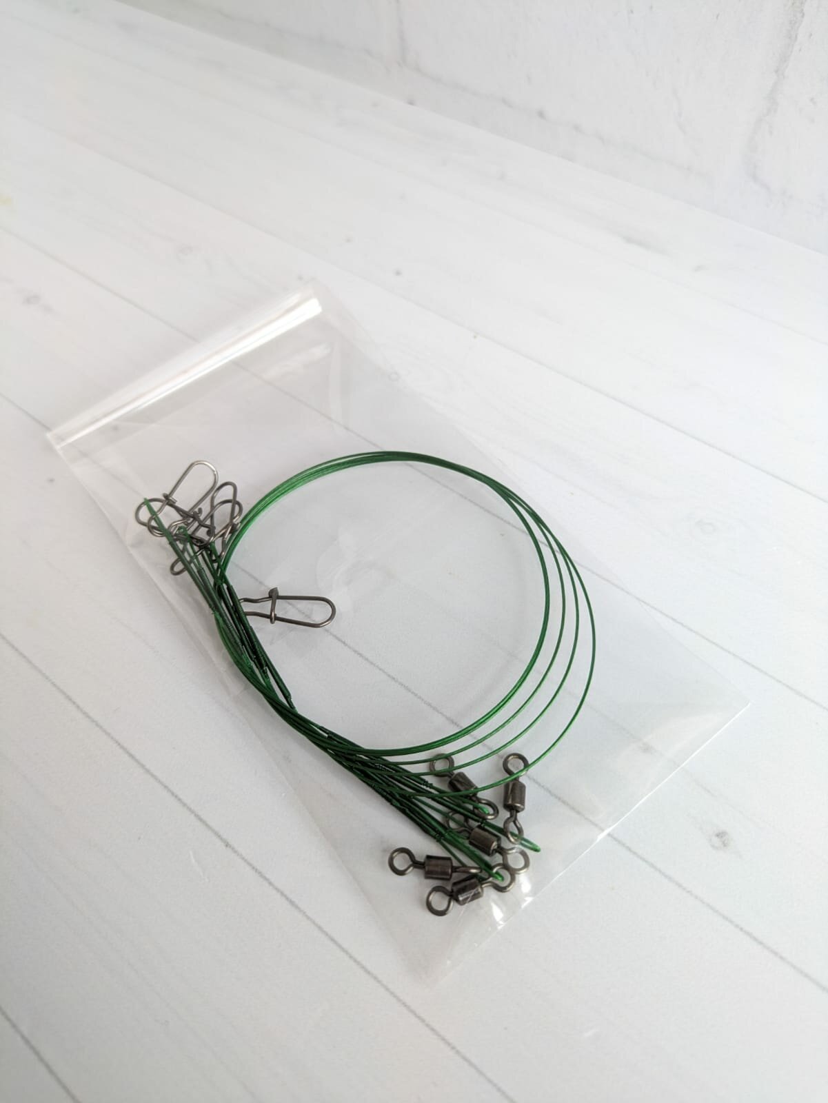Поводки рыболовные оснащенные из стали 25 см 5 шт зеленые