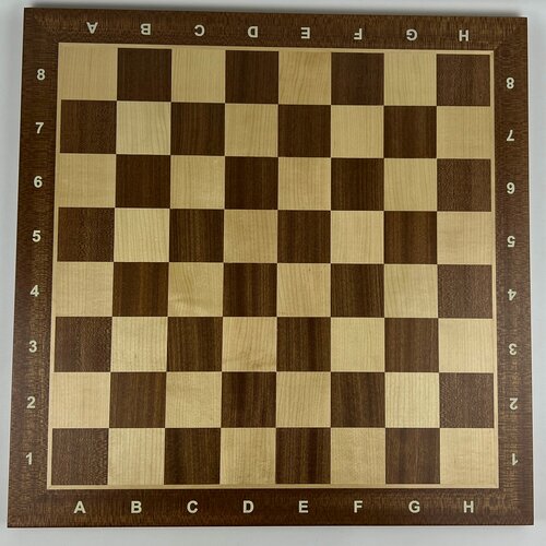 Изображение товара Большая деревянная нескладная шахматная доска №6. Махагон и ореховое дерево (52х52 см). (Арт К)