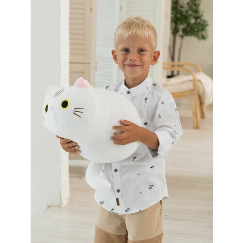 Мягкая игрушка КупиКота Кот пушистик круглый, 35 см, текстиль, белый