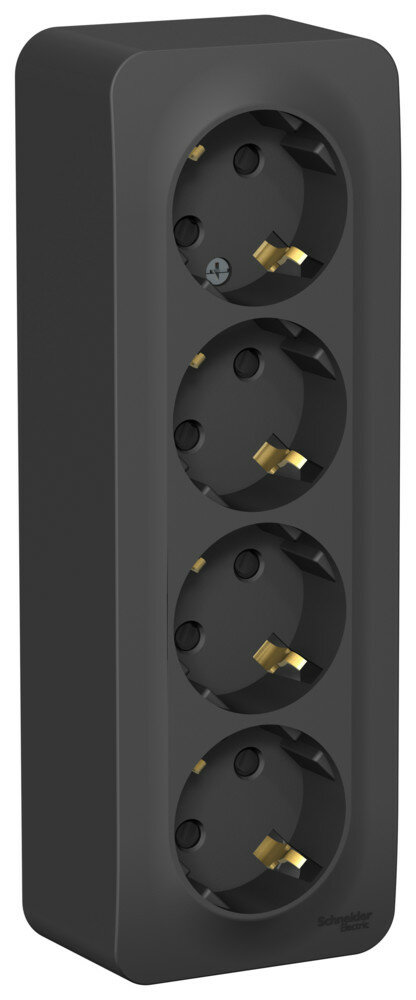 Евророзетка 4 ОП 16А с з/шт (изол. пл.) SE Blanca антрацит