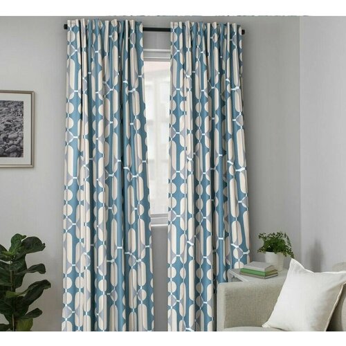 фото Vartaggfly комплект гардин ikea, блокирующие свет, 2 шт, голубой 145х300 икеа