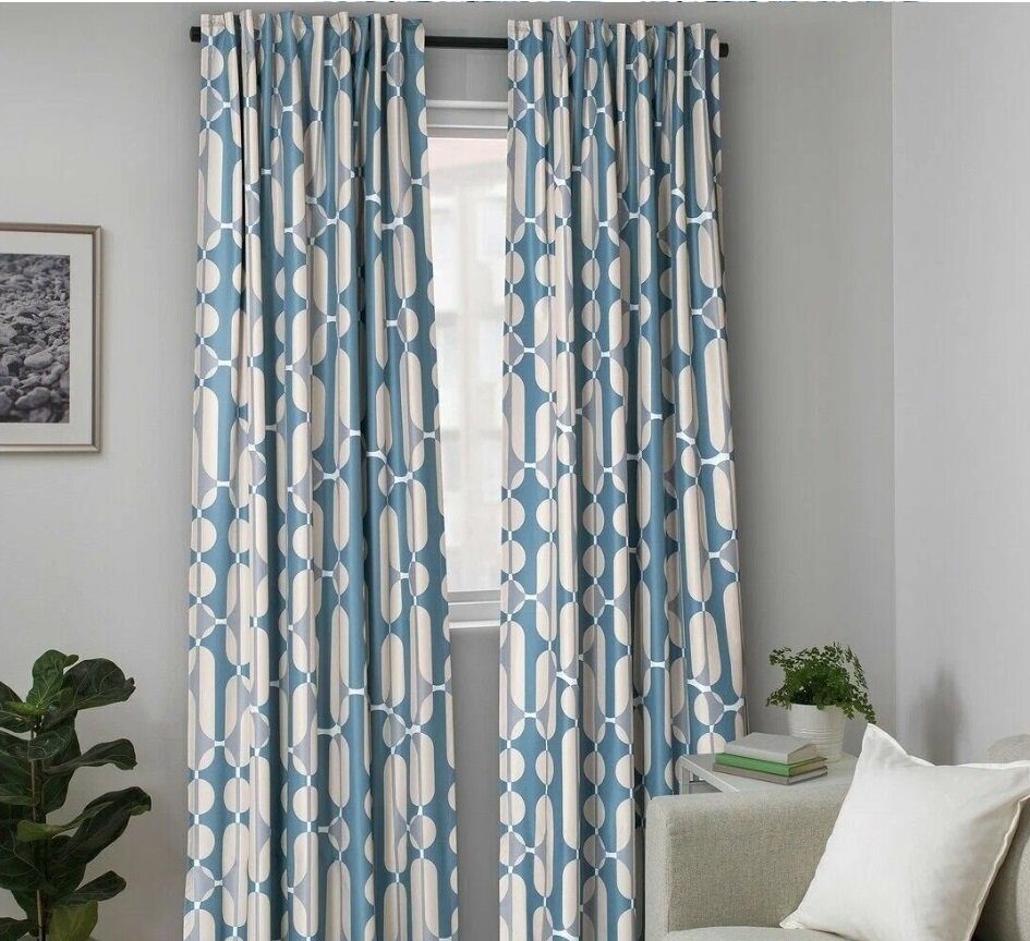 Vartaggfly комплект гардин IKEA, блокирующие свет, 2 шт, голубой 145х300