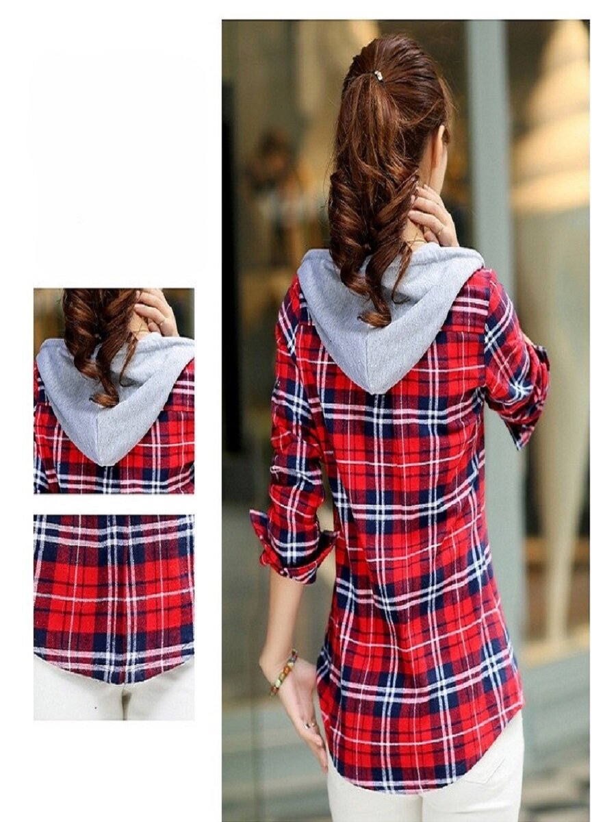 Рубашка , размер M, Красный в клетку — фото 1