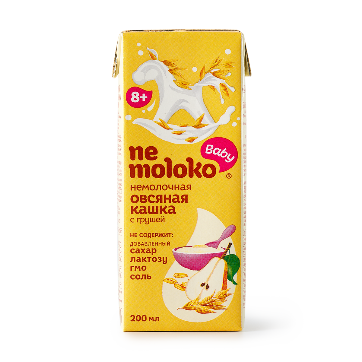 Каша Nemoloko Baby, овсяная, безмолочная, груша, с 8 мес, 200 г