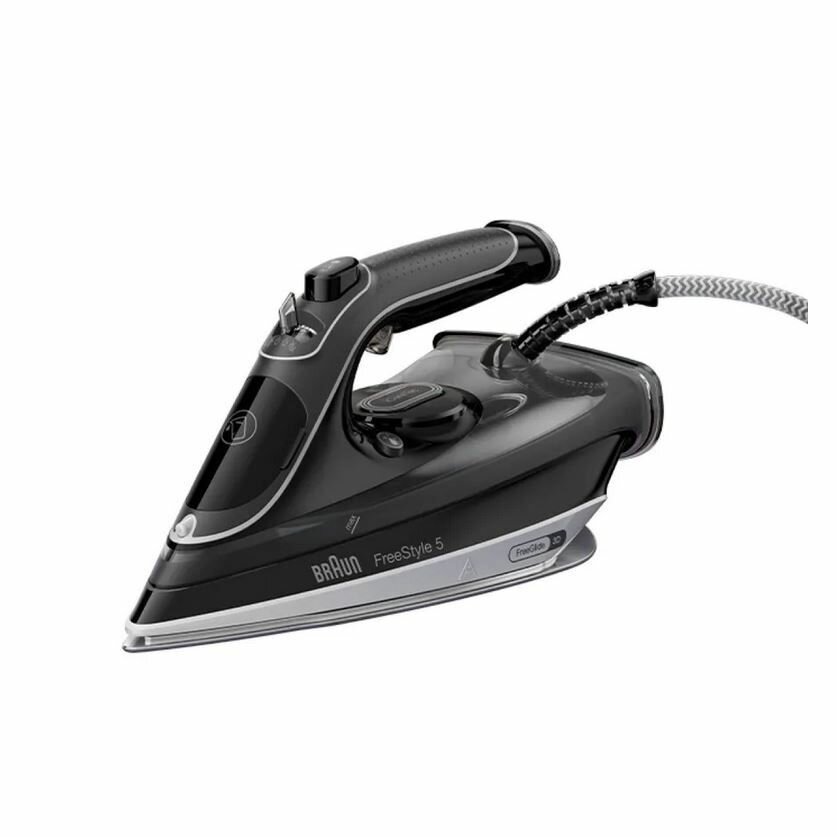 Утюг Braun SI5188BK FreeStyle 5 черный, мощность 2800 Вт, подошва EloxalPlus 3D FreeGlide, паровой удар - 220 г/мин.