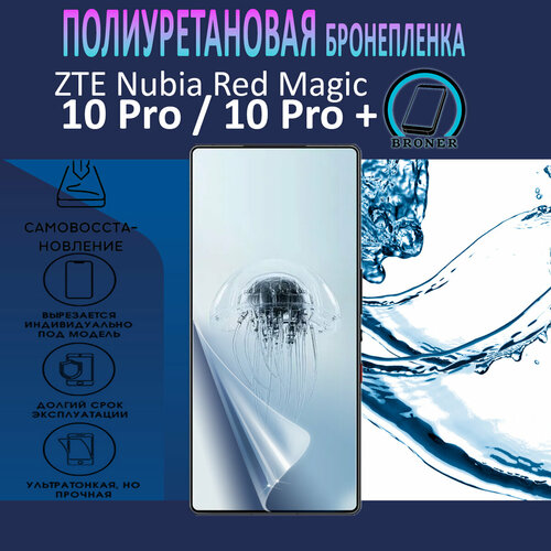 Полиуретановая бронепленка для ZTE Nubia Red Magic 10 Pro10 Pro Защитная плёнка на экран совместима с чехлом с вырезом под камеру Матовая 999₽