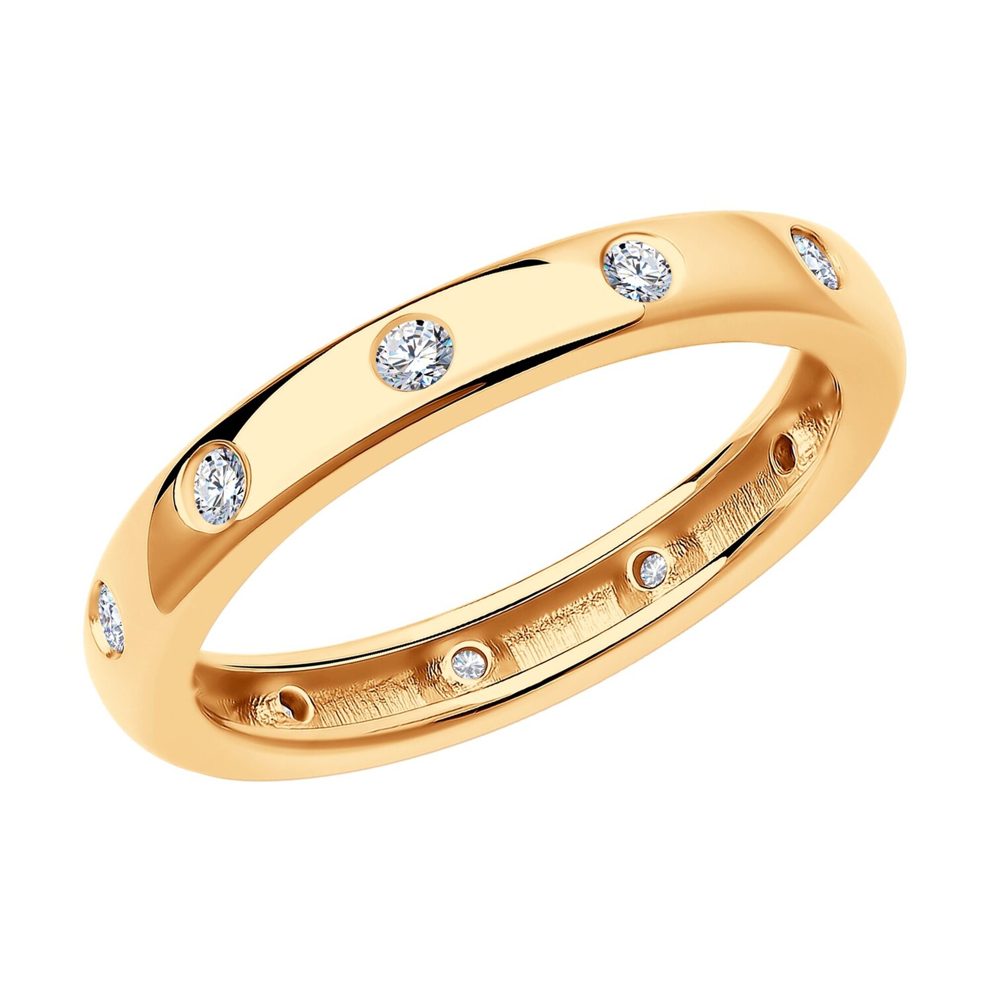 Кольцо дорожка Diamant online, серебро, 925 проба, золочение, фианит