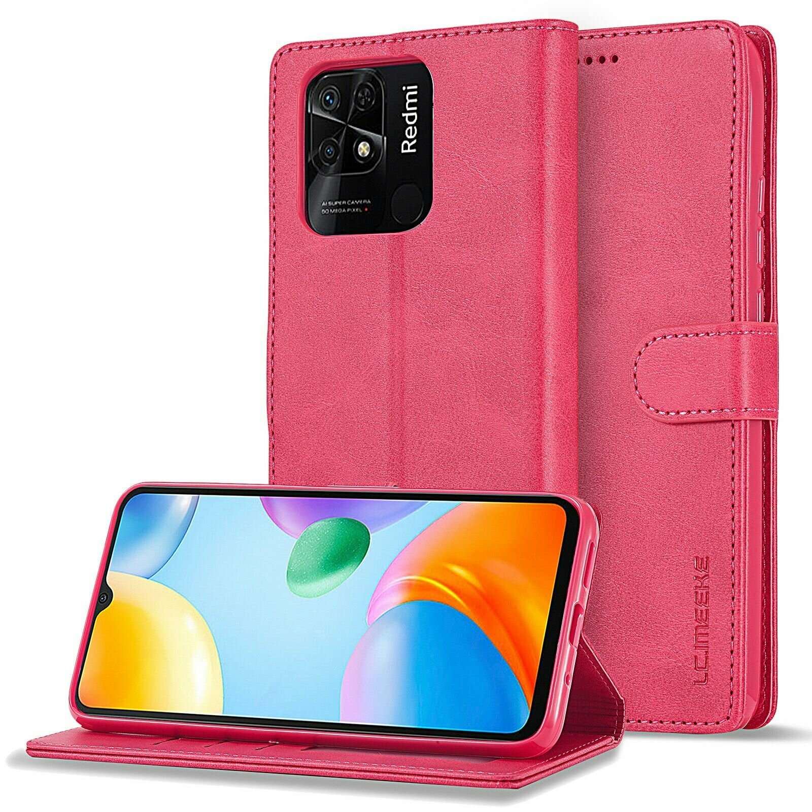 LCIMEEKE Кожаный книжка чехол для Xiaomi Redmi 10C / Ксяоми Редми 10С / Сяоми Редми 10С с визитницей из экокожи