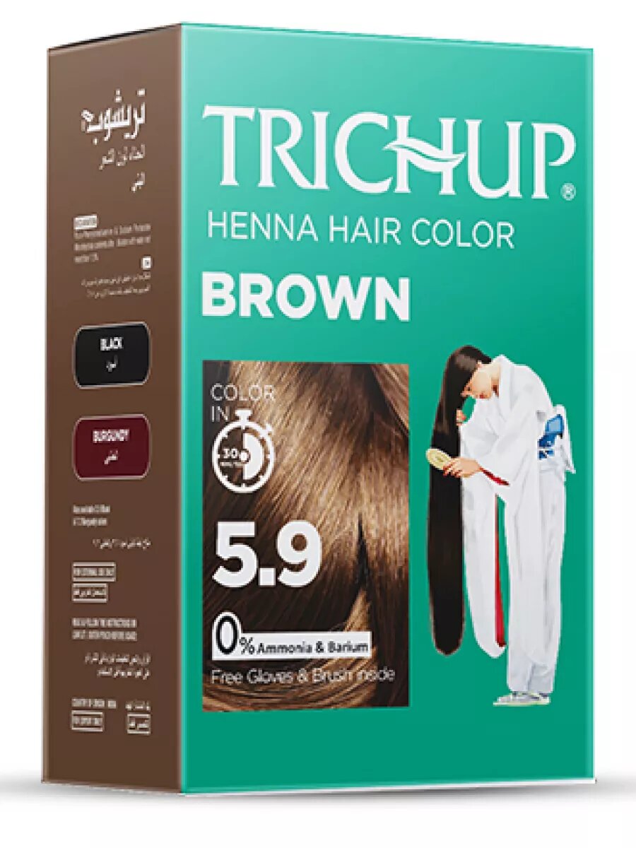 Краска для волос Trichup Henna Hair Color Brown, на основе хны, 60г