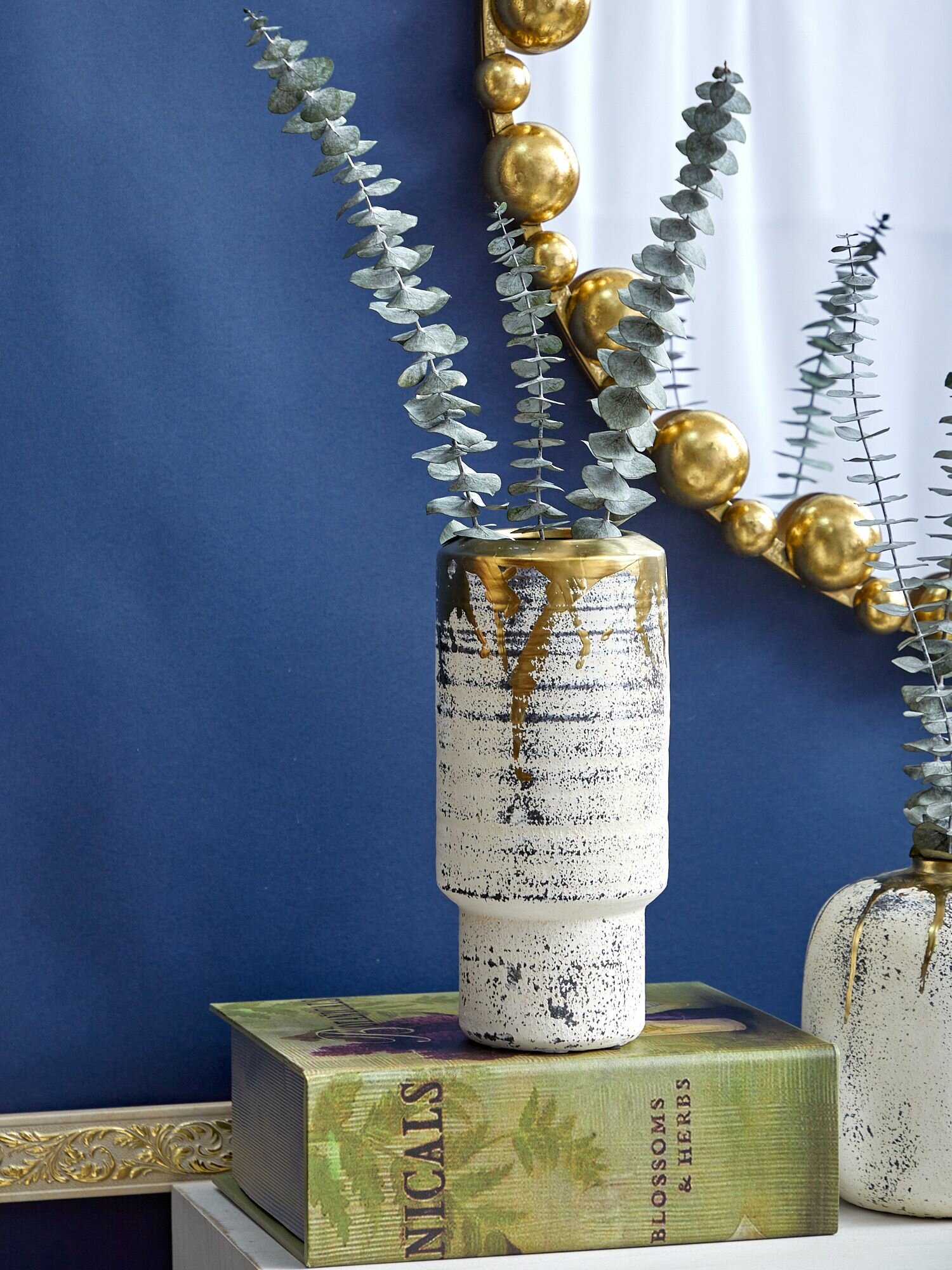 61146 Ваза настольная для сухоцветов 13х13х28см керамика серая Glasar