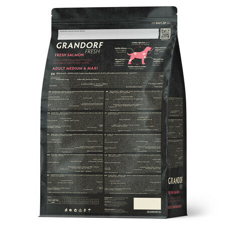 GRANDORF Fresh Dog Adult MED&MAXI Salmon&Sweet Potato 1 кг сухой корм для собак средних и крупных пород свежее филе лосося с бататом — фото 1